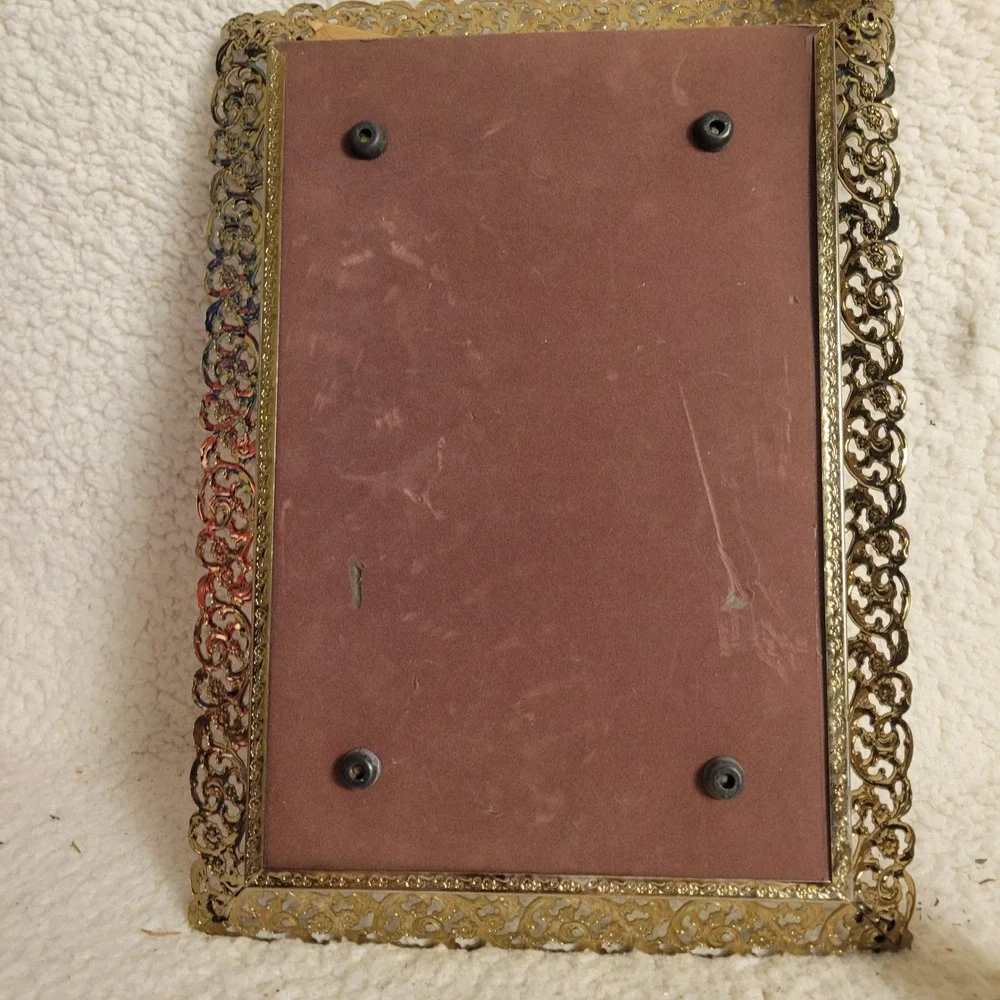 Vanity Mirror Tray Unisex 10x7 Gold Good Ornate Filigree Hollywood Glam
